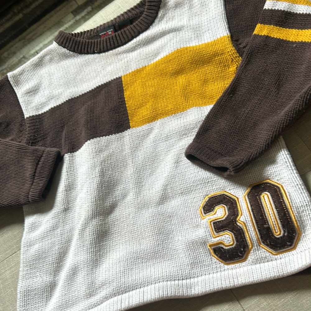 AMX Clothing Brown Yellow‎ Thick Knit Crew Size Medium (10-12)